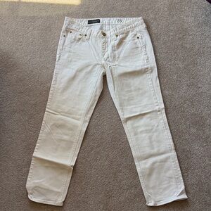 Cream Denim Cropped Jeans